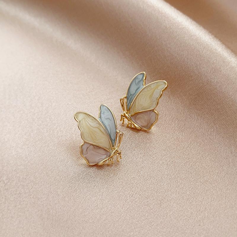 Серьги-капли с бабочками из серебра S925, простые, модные, сладкие, элегантные, для женщин