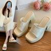 Summer Slippers Slides Mules Open Toe Platform Sandals Gladiator Sandals Casual Shoes Block Thick Square High Heel