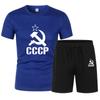 CCCP Summer Clothes Sports Clothes Set Two Pieces T Shirt Shorts Brand Track Clothes Male Runing Sports Suits