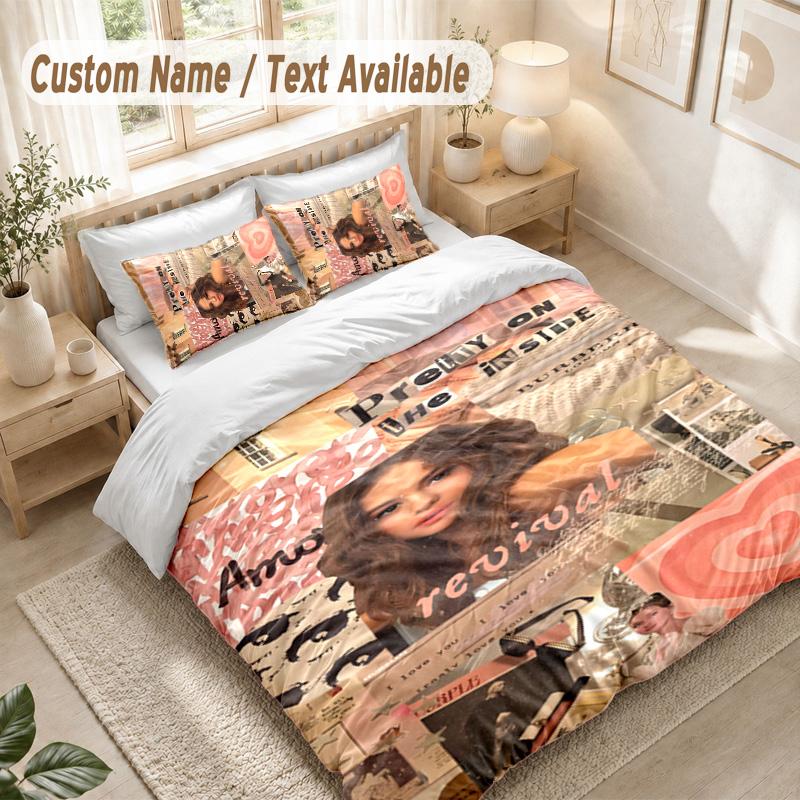 Selena Gomez Bedding Set, 1 Duvet Cover & 2 Pillowcases Soft Comfortable Bedroom Home Textile Decor