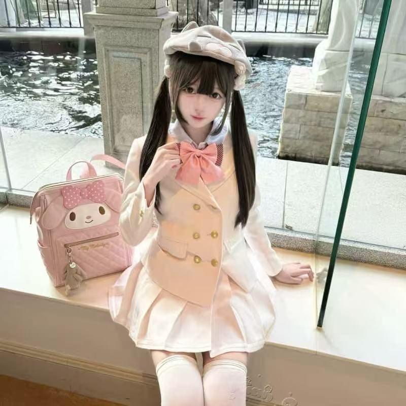 Рюкзак My Melody в стиле Лолита - Милый японский стиль, Сумка-портфель с бантом и книжная сумка большой вместимости, Дизайн «два в одном»