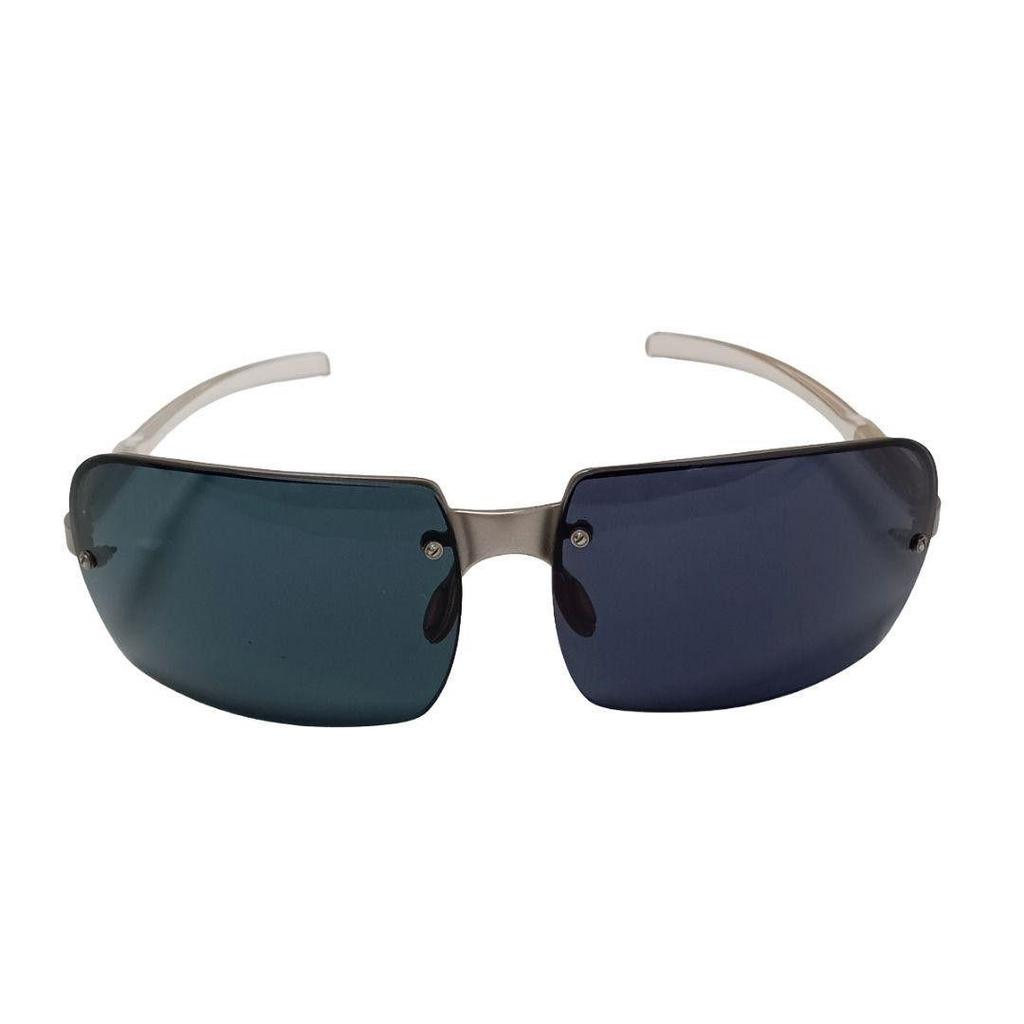 Used PRADA sunglasses silver clear navy half rim ladies men unisex unisex