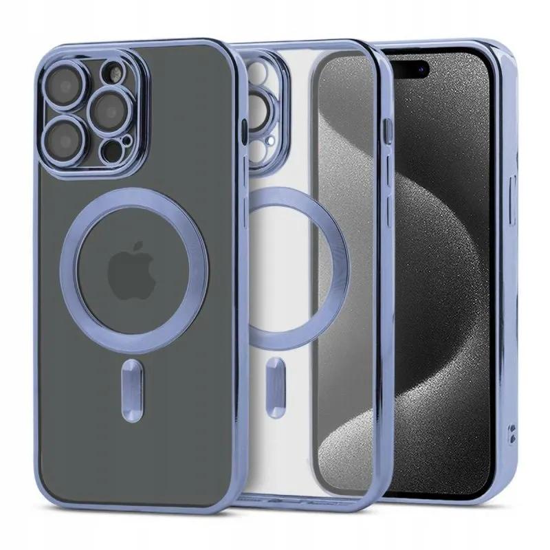 Case For Iphone 15 Pro Magsafe Reinforced Case Blue Case + Glass