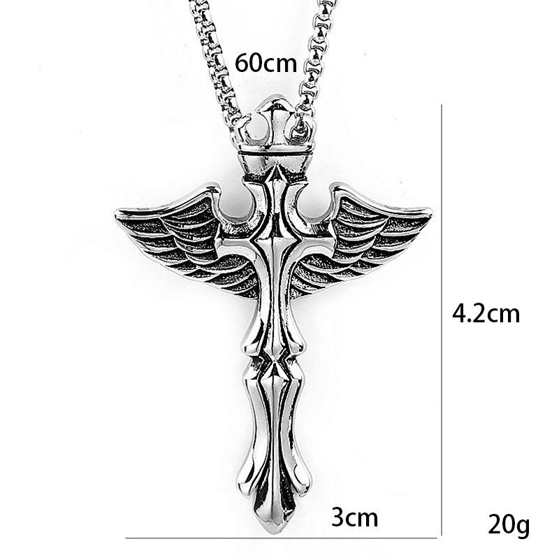 Wings Pendant Men's Accessories Punk Necklace Cross Accessories Angel ,A Gift for My Boyfriend