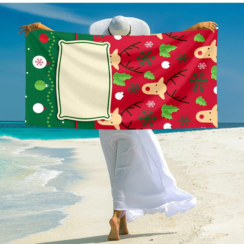 Ultra-Soft Beach Towel with Christmas Theme,Ideal for Pool - Camping, Diving - Perfect Travel Essential, Vibrant Beach Towel.