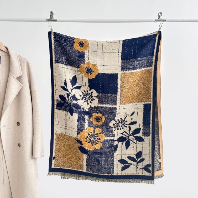 Осень и зима новая двухсторонняя цветная серия масляной живописи имитация кашемира утолщенный теплый шарф женская шаль для кондиционера