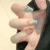 Short Ballet Fresh Green French Star Manicure Love Diamond Cute Girl
