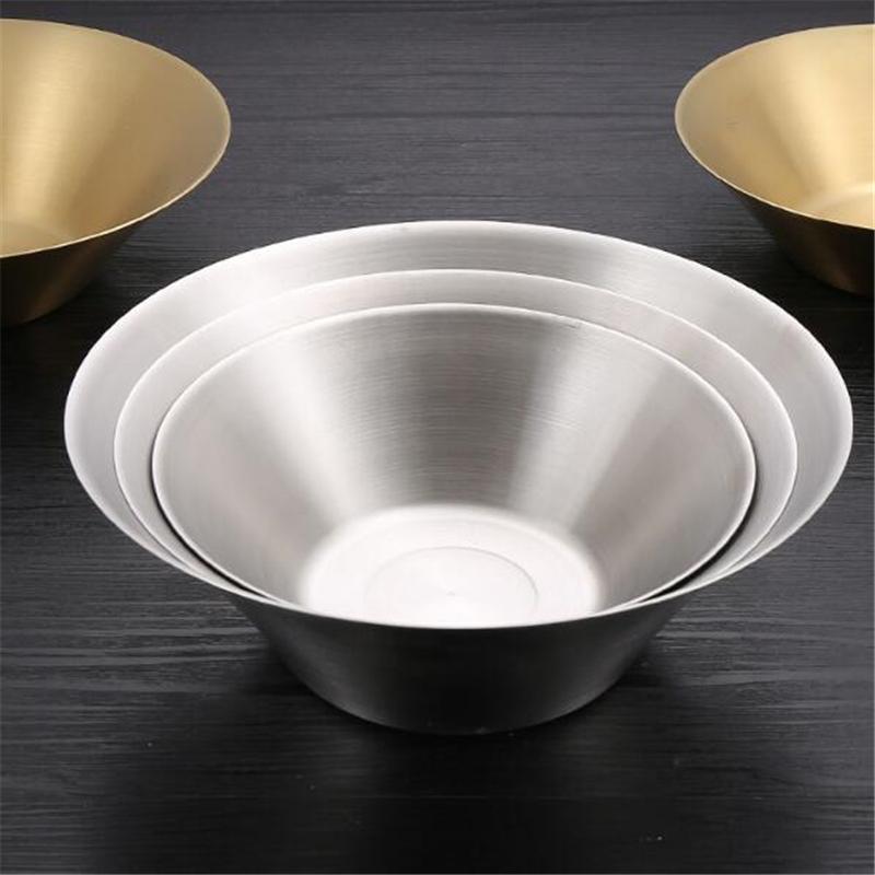 Золотая миска для рисового супа, миска из нержавеющей стали, медная корейская салатница, посуда, однослойная фруктовая салатница