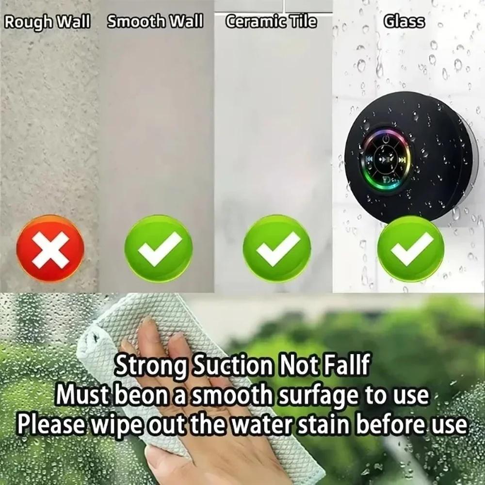 Bluetooth Speaker Mini Portable Wireless Bluetooth Audio Led IPX4 Waterproof Loudspeaker Large Suction Cup for Outdoor Bathroom 3