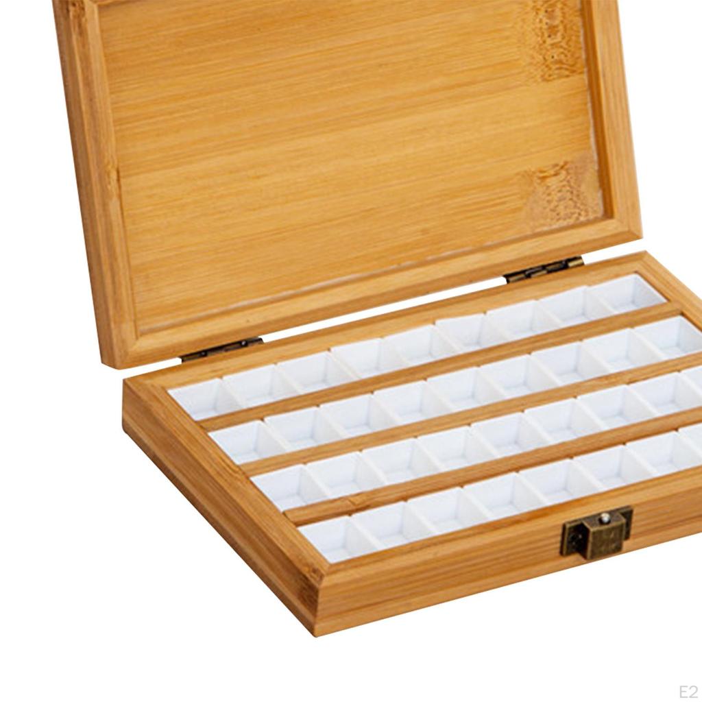 Пустая бамбуковая палитра красок Деревянный лоток для смешивания цветов с крышкой Контейнер для акварели Деревянный