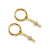 1 Pair Ocean Earrings Gold Plated 304 Stainless Steel & Cubic Zirconia Hoop Earrings For Women Jewelry Gift,Post/ Wire Size: 1mm