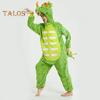 One-piece Cartoon Dinosuar Pajamas Cosplay Costume Halloween Parties Role-Playing Outfit Thick Flannel Sleepwear Winter Warmth Homewear Clothes