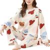 1 шт., большой размер, свободная, удобная, женская, простая, с рисунком, пижама с длинным рукавом и брюками, комплект домашней одежды