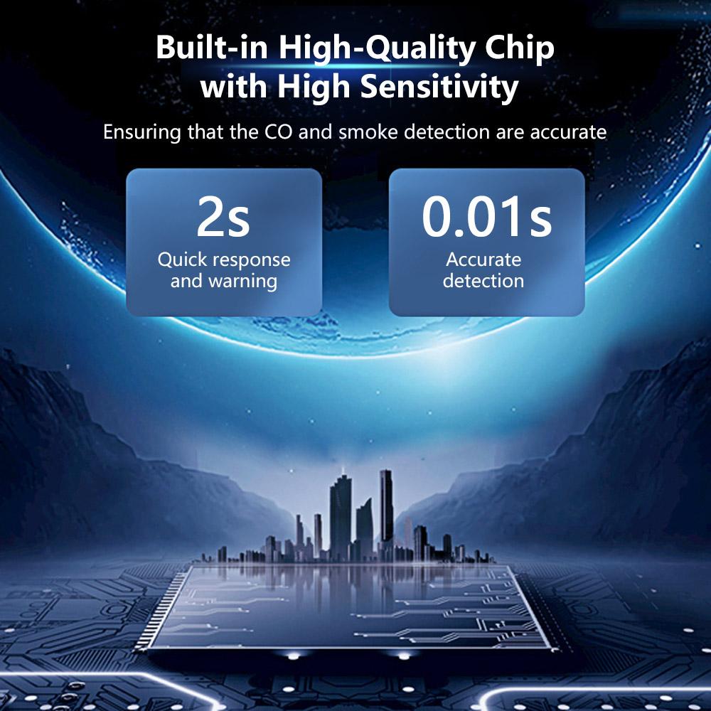 Combination Carbon Monoxide Smoke Detector Battery Operated Smoke CO Detector with LCD Display