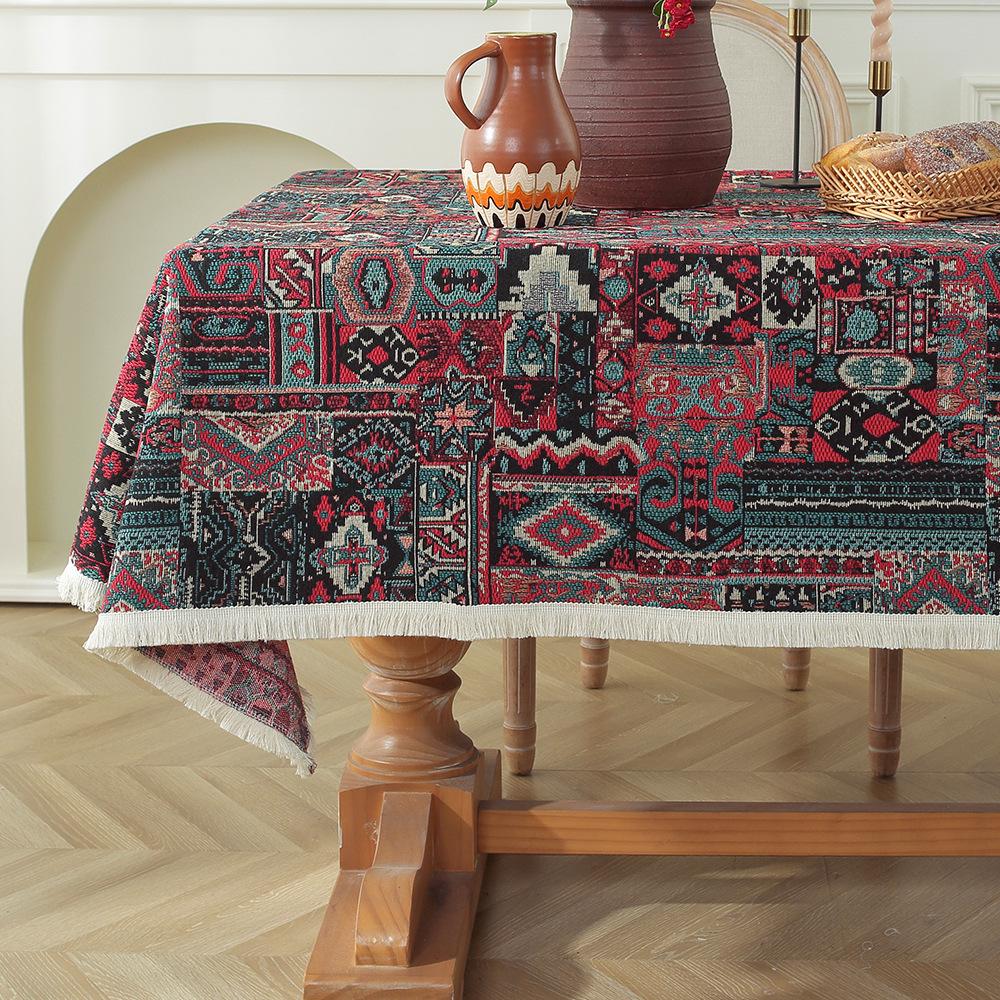 Скатерть в стиле винтажной масляной живописи, чехол для тумбы под телевизор, полотенце, жаккардовая хлопковая льняная ткань, бытовые прямоугольные скатерти