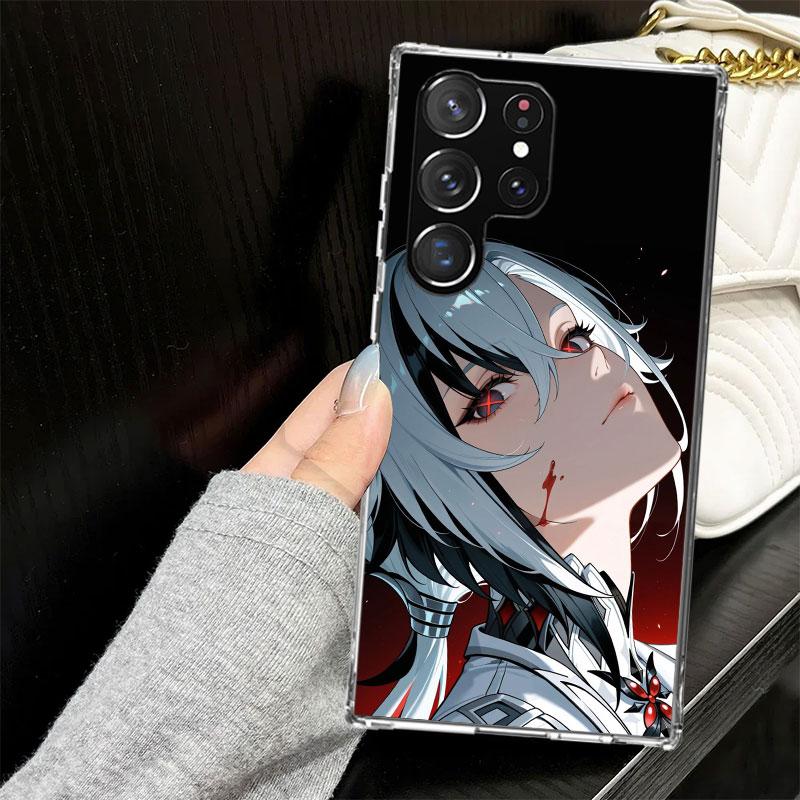 Чехол Arlecchino Genshin Impact для Samsung Galaxy S25 S24 S23 S22 Ultra Мягкий чехол для телефона S25 Edge S21 Plus S20 FE S10 + Черный Co
