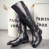 Mens Long Leather Tall Boots Fashion Pointed Toe Knight Boots Designer Motorcycle Boots High Quality Outdoor