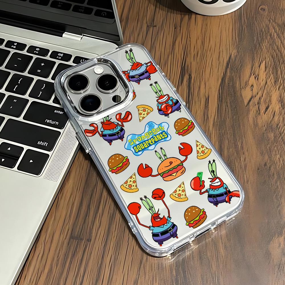 Милый чехол для нового телефона S-SpongeBob для iPhone 17 16e 16 15 14 13 12 11 mini Pro Max X XR XSMAX Air Plus Прозрачный Мягкий чехол