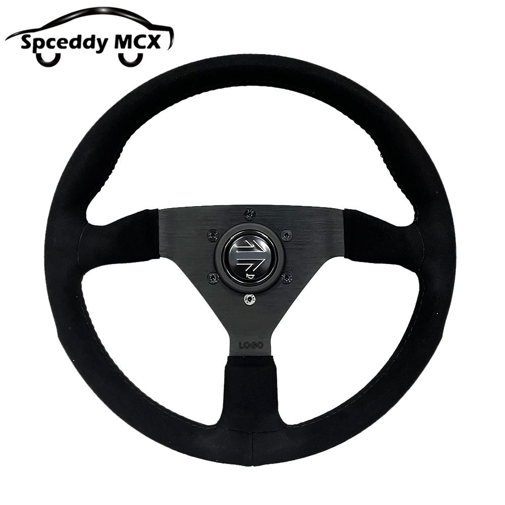 JDM V2 13inch Italy Suede Leather Universal Racing Sport Steering Wheel 320mm Flat Black Red Yellow BlueV232000