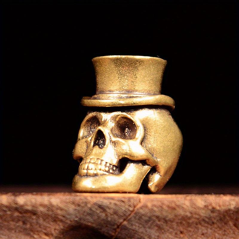 Бусины из латуни в виде черепа в шляпе, для ножа, EDC, DIY, плетеные браслеты, подвески для шнурка, аксессуары, уличный инструмент, подвески-шармы