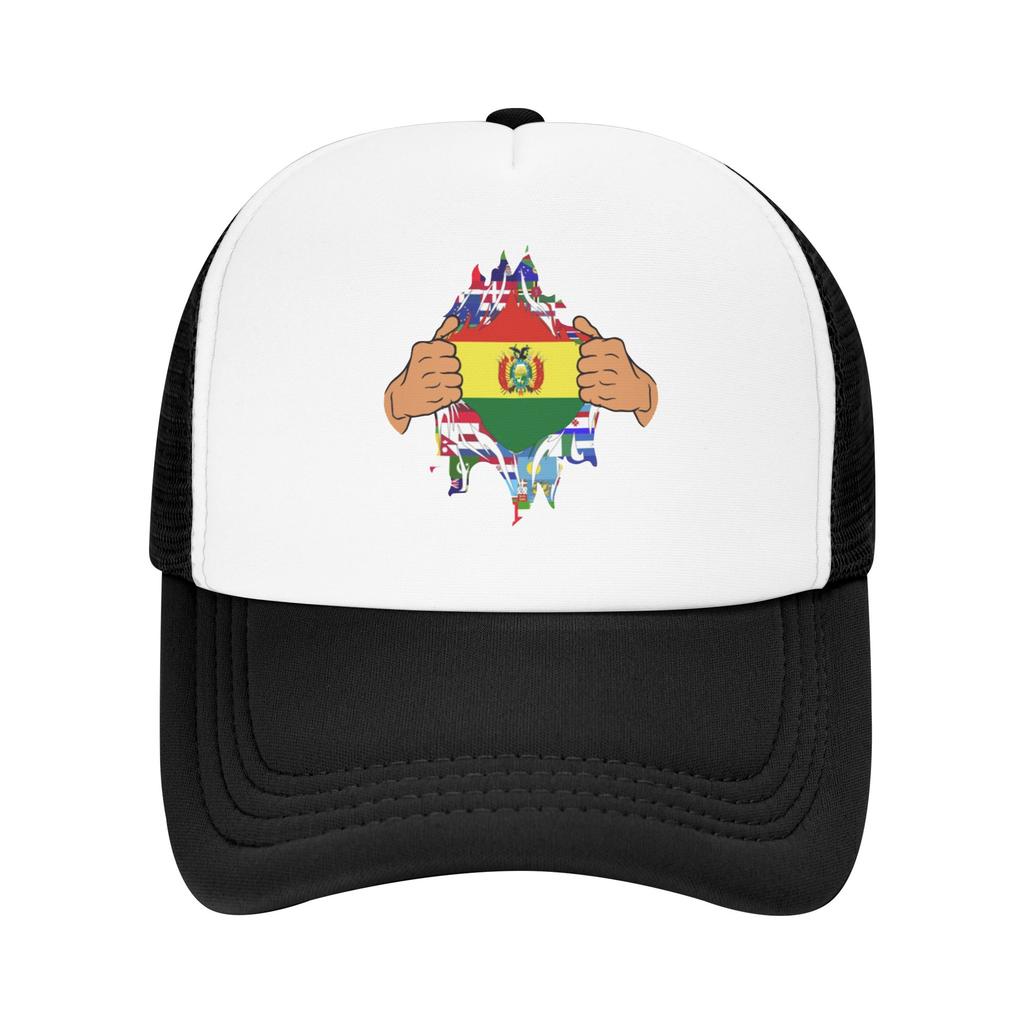 Pride of bolivia flag in my heart Custom Mesh Baseball Caps For Womens High-end Male Beach Golf Hat Snapback Cap