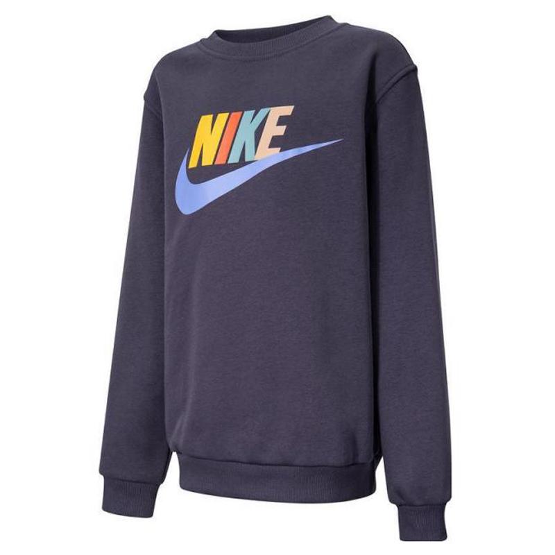Nike Club K NSW FLC Crew LS HBR Модный пуловер Детские топы Темно-синий FD2992573