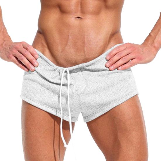Men Casual Shorts Elastic Waist Adjustable Drawstring Sport Shorts Solid Color Loose Fit Gym Running Shorts