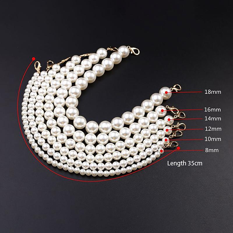 Classic Short Pearl Bag Beaded Handle Chain For Women Girls Bags Tote Bag Handle Replacement Pearl Chain Bag Accessories