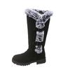 Fashion Comemore Winter Shoes for Women Velvet Thickened Snow Boots Thick Heel Round Toe Casual Belt Buckle Furry Mid-calf Boots Females