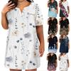 Womens Plus Size Dresses V Neck Short Sleeve Summer Casual Dress Tunic With Pocket
