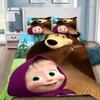 Маша и Медведь 3D Печатное Пододеяльник Наволочка Комплект Постельного Белья Твин Фулл Квин Кинг для Спальни Декор