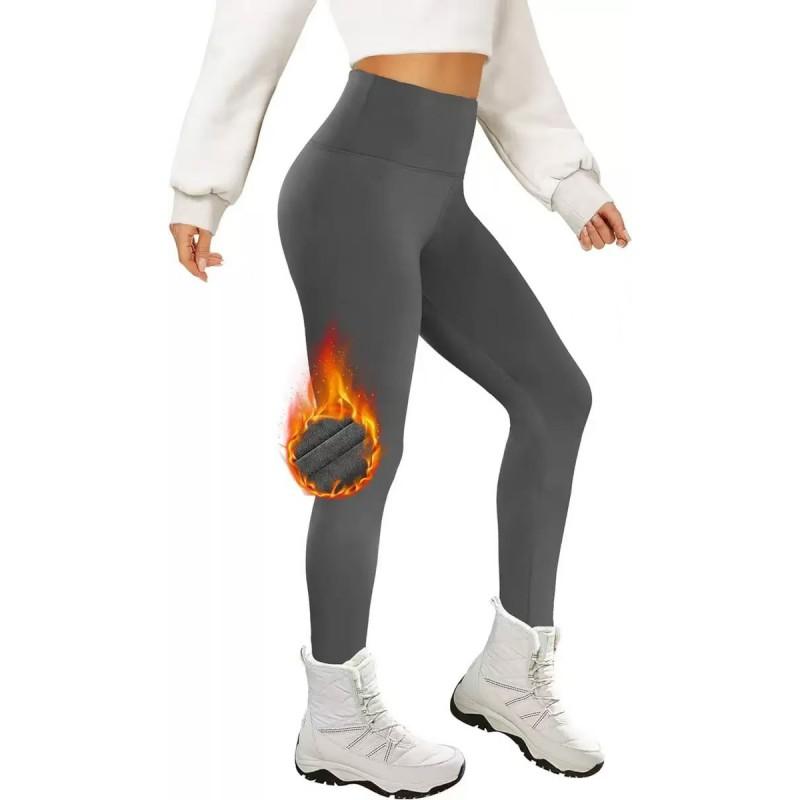 High Waist Thermal Leggings Women Stretchy Fleece Lined Slim Tummy Control Yoga Pants Winter