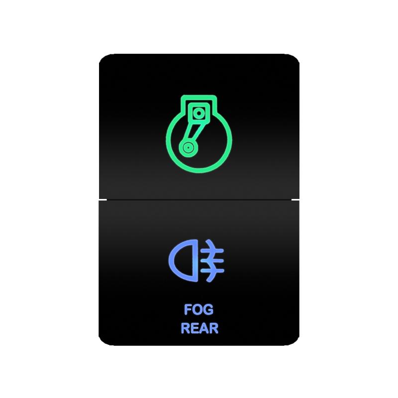12V Green Blue Light Dual Button Switch ON OFF /Momentary Push Switch For Toyota 4Runner FJ Cruiser Landcruiser Camry RAV4 Prado Relays 5