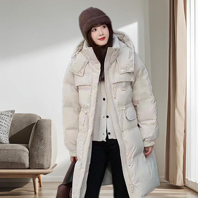 Средний и длинный пуховик женский на утином пуху зима 2024 новый корейский вариант женский пуховик высокого класса для женщин
