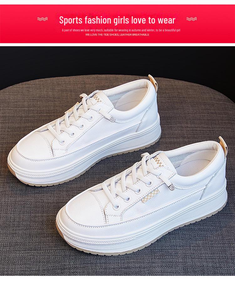 Женские повседневные кроссовки из натуральной коровьей кожи - модная белая обувь весна/осень 2025 г.