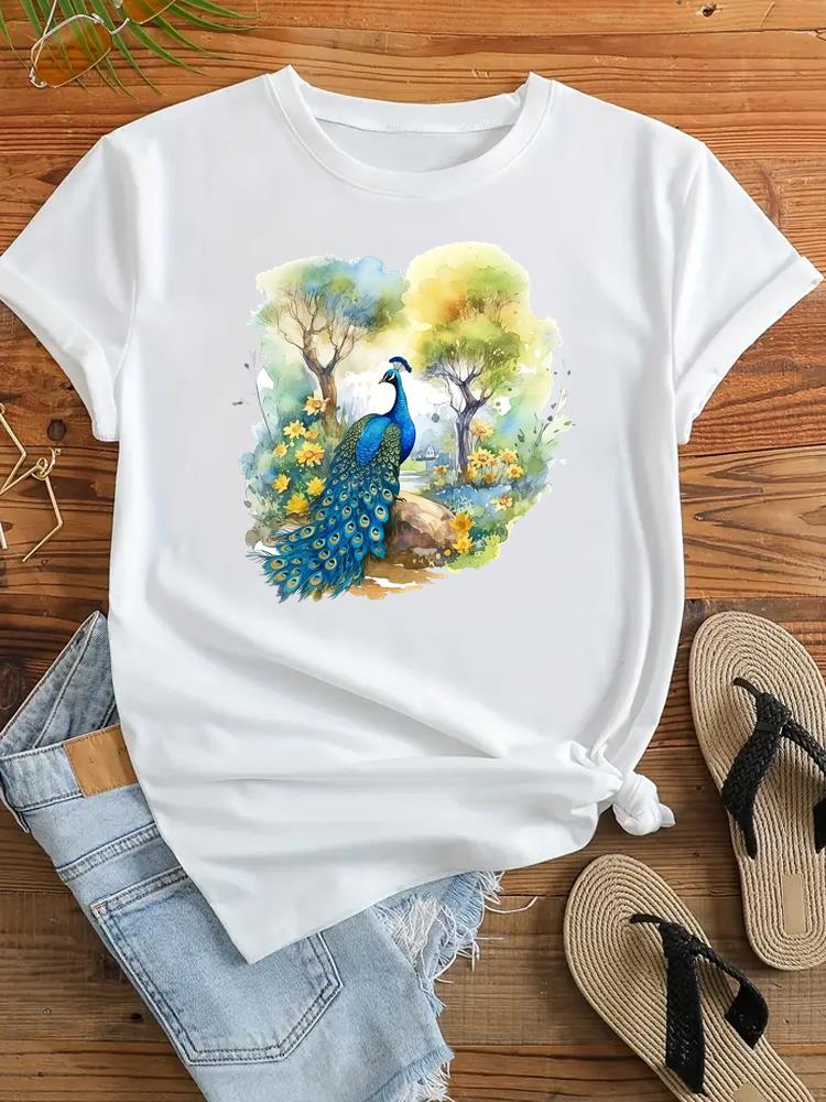 (Азиатский размер) Одежда повседневная футболка женская цветочная тенденция 90-х годов милая милая с коротким рукавом модная женская футболка с принтом женские футболки с графическим рисунком