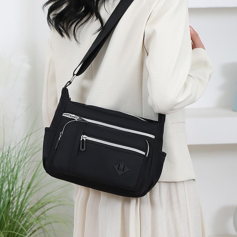 Ladies Nylon Messenger Bag With Contrast Color Design For Casual Outings