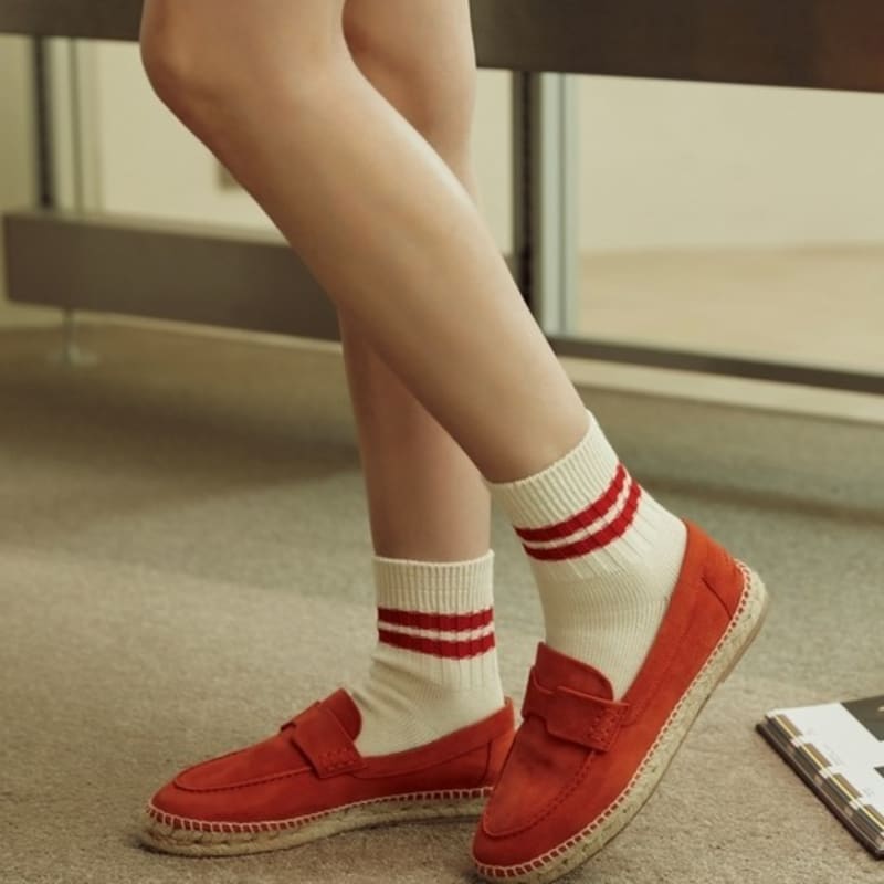 Женские утолщенные носки до щиколотки ENRICH - Низкие белые (красный)