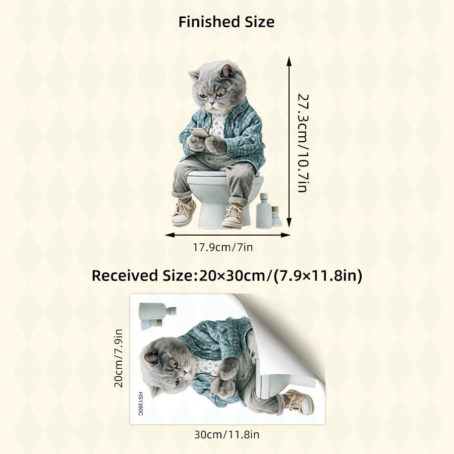 Креативная реалистичная 3D наклейка на унитаз с милым котом Vision, забавная наклейка с изображением животных для ванной комнаты, декор крышки унитаза, самоклеящаяся ПВХ, водонепроницаемая картина
