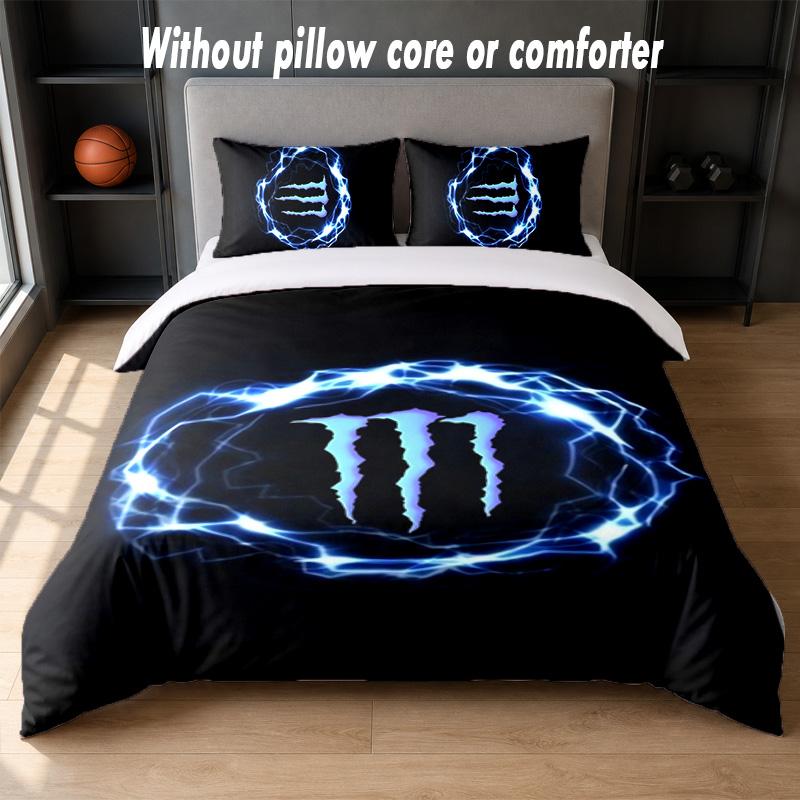 Monster Energy Design Bed Bedding Set 1 Duvet Cover + 2 Pillowcases Soft Breathable Household Bed Linens
