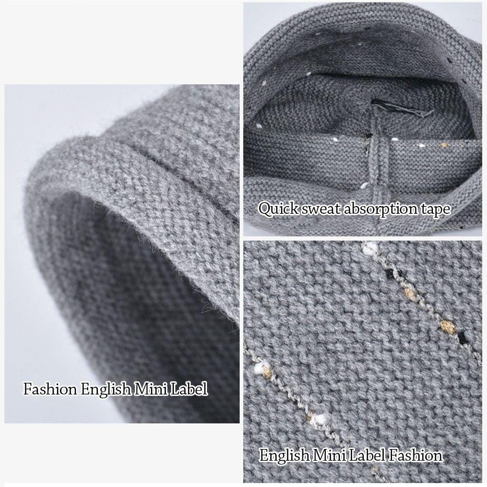 Soft Winter Knitted Hat Short Brim Ear Protection Hat Casual Beanies Men Women