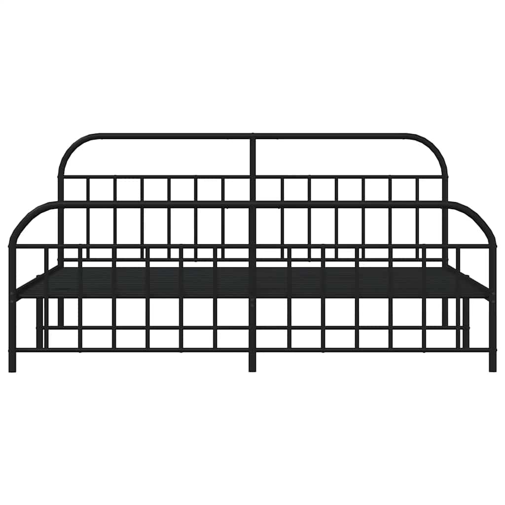 Metal Bed Frame with Headboard and Footboard Black 193 x 203 cm
