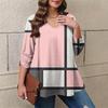 Women's Plus Size Fashion Printed Casual Pleated Round Neck Long Sleeve Top