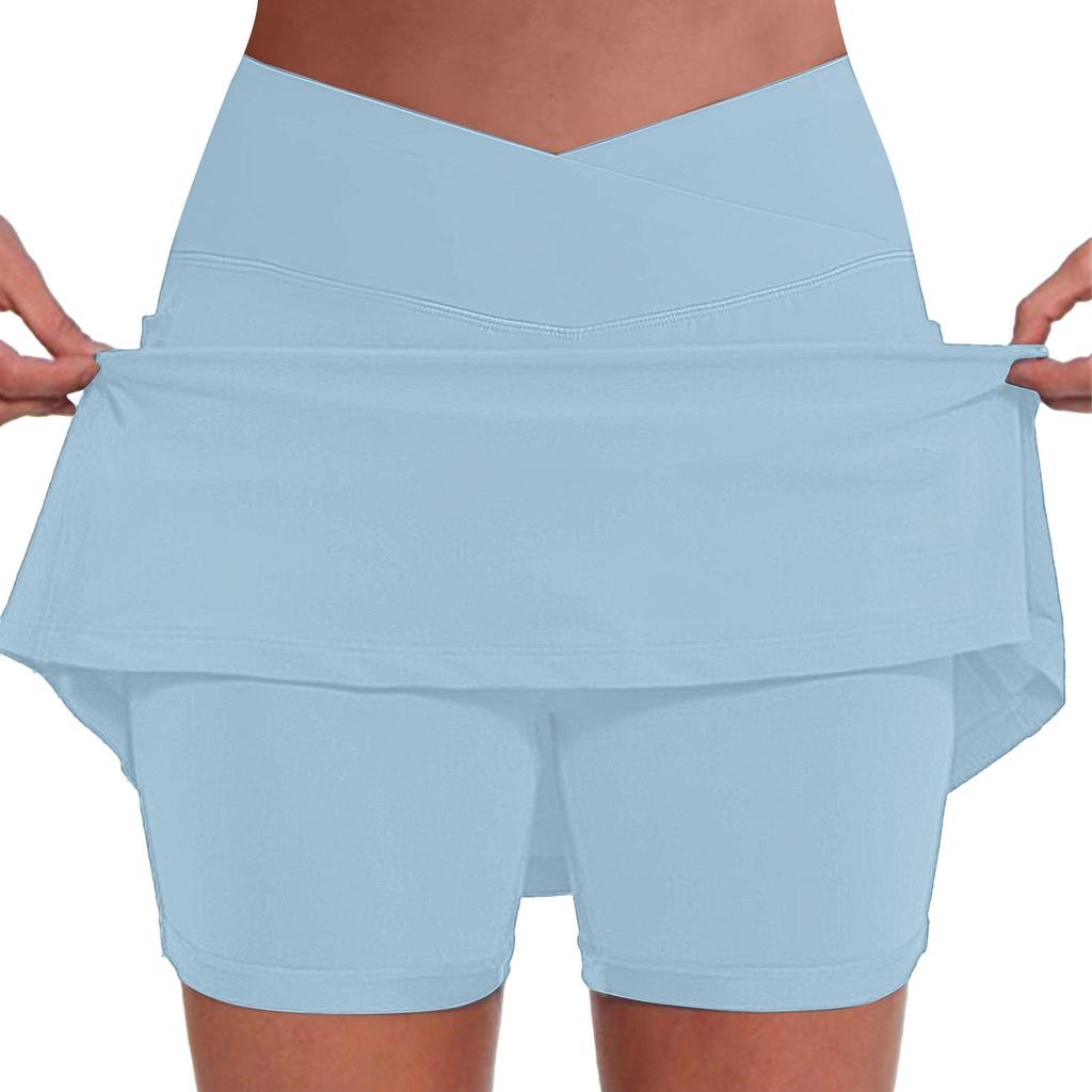 Женские однотонные повседневные спортивные шорты для фитнеса, бега, йоги, плиссированные юбки, теннисная юбка