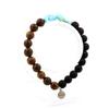 Stones and Minerals. Dominican Republic Larimar Bracelet + Matte Black Onyx Beads + Made In France.