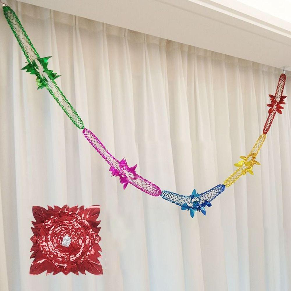 Xmas Gift Party Supplies Hanging Decoration Ceiling Wreath Metalic Foil Garland Christmas Decor