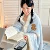 2026 Winter Thickened Milk Fleece Blanket Soft Warm Wearable Shawl Blanket with Buttons Cute Animal Plush Lap Blanket for Office Home Travel