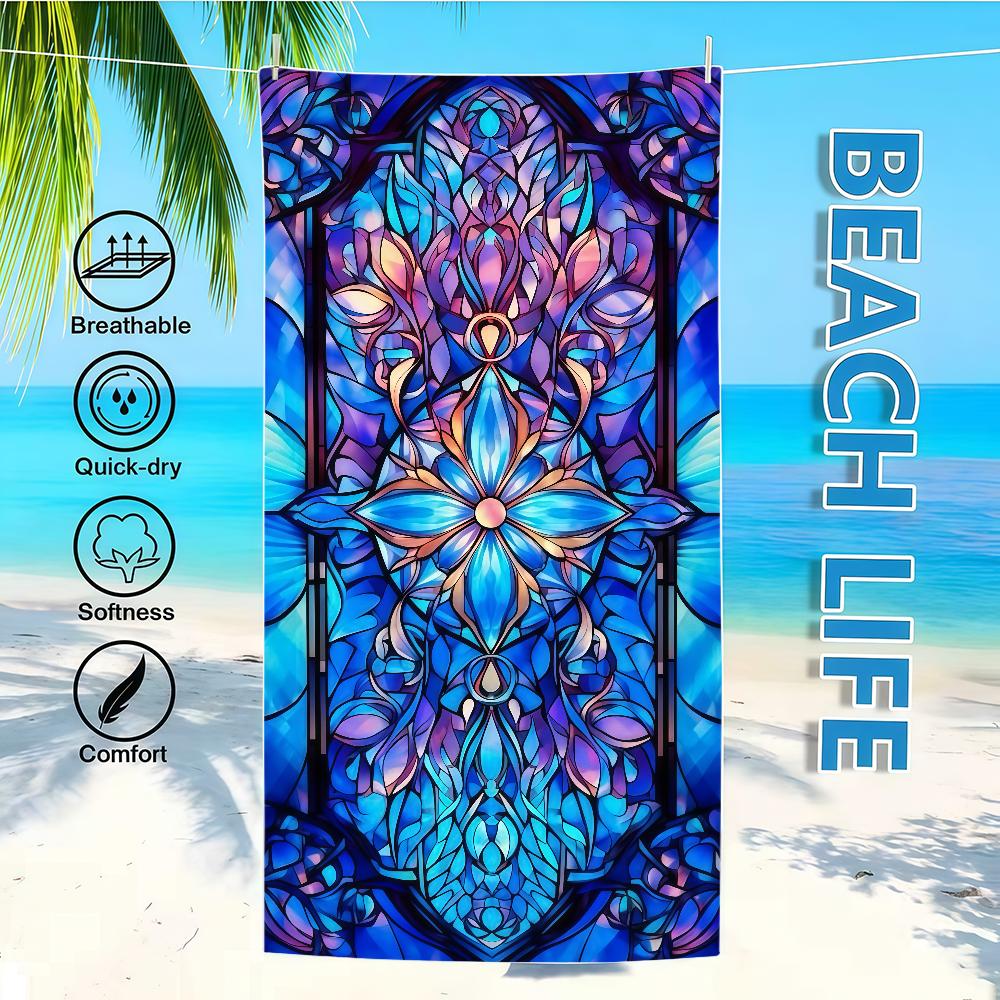 Towel Mandala Stained Textile Bathrobe Beach Flower Quick-Drying Lightweight Portable Camping Swim Glass Pool Travel