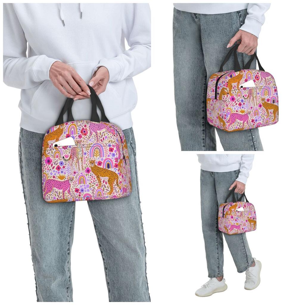 Cheetah's In A Rainbow Insulated Lunch Bag for Kids School Cooler Thermal Food Box Tote Portable Lunch Boxes Container