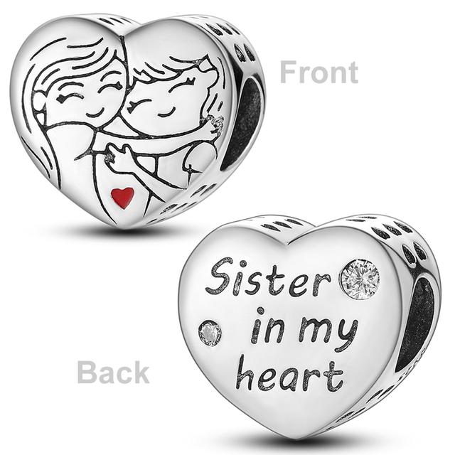 Heart Shape 925 Silver Family Lover Affection Pendant Charm Beads Fit Woman's Cute Bracelet DIY Jewelry For Women